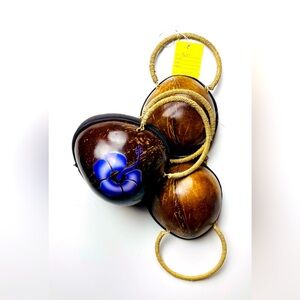 Coconut Purse with Purple Plumeria Flower NWT